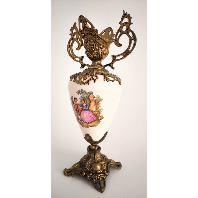 Mid-Century Modern French Porcelain and Bronze Vase From the 1950s For Sale - Image 3 of 10