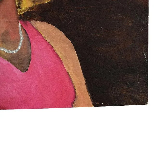 Figurative Original Expressionist Portrait Painting of a Woman in Pink - 16" X 12" - Signed For Sale - Image 3 of 8