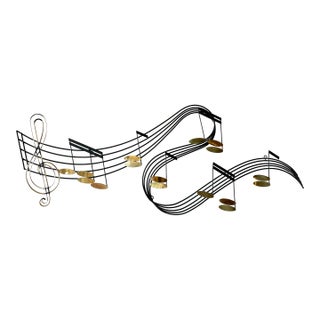 Rare Musical Note Metal Wall Sculpture by Curtis Jere, Signed For Sale