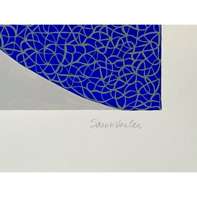 Sarah Vaaler Original Modernist Burgundy and Blue Painting For Sale - Image 4 of 4