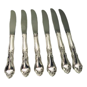 Vintage Floral Design Dinner Knives S/6