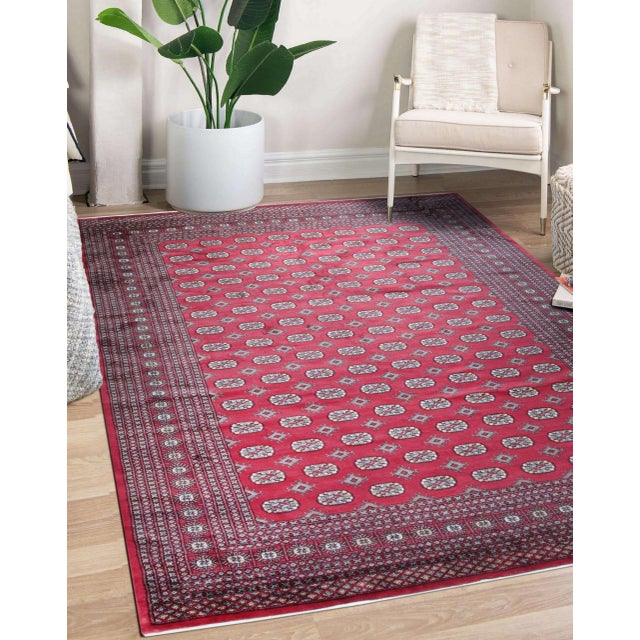 Contemporary Red Bokhara Design Hand-Knotted Pakistani Wool Rug 4x6 For Sale - Image 3 of 8