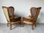 Vintage Coastal Hollywood Regency Style Ethan Allen Faux Bamboo & Cane Wingback Bergère Chairs – A Pair For Sale - Image 11 of 12