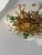 1950s Flush Mount Maison Baguès Crystal Green Flowers Leaves Chandelier 9 Lights For Sale - Image 5 of 11