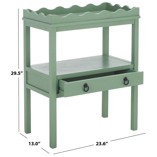 Contemporary Darlyn Scalloped Rectangle Accent Table in Sage For Sale - Image 3 of 8
