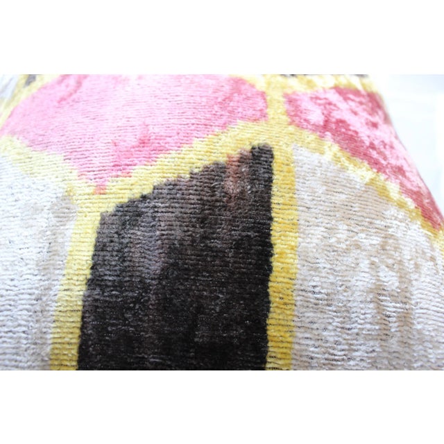 2020s Contemporary Multi Color Handmade Velvet Ikat Pillow For Sale - Image 5 of 13