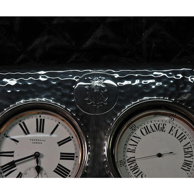 Silver Silver Clock and Barometer from Thornhill London, 1950s For Sale - Image 8 of 12