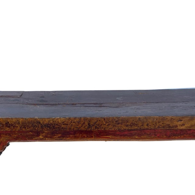 Brown Chinese Rustic Brown Vintage Ru Yi Wood Side Altar Console Table For Sale - Image 8 of 12