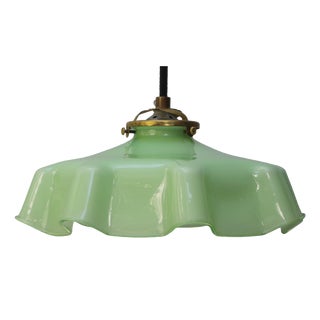 French Green Opaline Glass Pendant Lamp For Sale