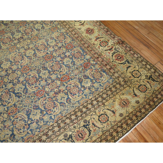 Large Traditional Blue Field Antique Persian Tabriz For Sale - Image 4 of 6