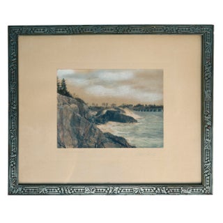 Early 20th Century "Beauchamp Shore" Hand Tinted Photograph, Original Frame For Sale