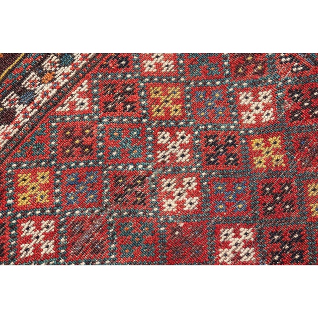 Antique Qashqai Tribal Rug With Medallion in Blue and Red 5'7 X 8'10 For Sale - Image 12 of 12