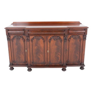 Victorian Mahogany Breakfront Buffet, 1850s For Sale