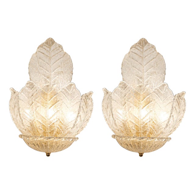 Italian Murano Glass Ninfea Wall Sconces, 1990s, Set of 2 For Sale
