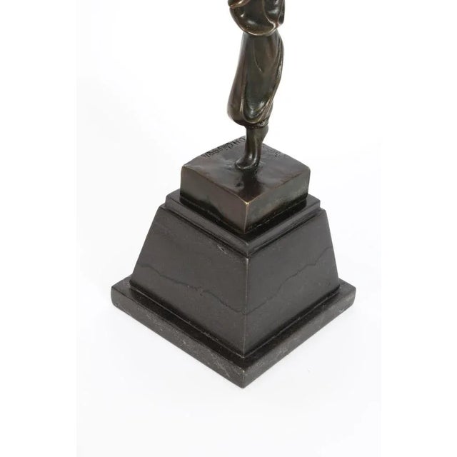 Black Vintage Art Deco Bronze Dancing Girl After Chiparus, Mid 20th Century For Sale - Image 8 of 16