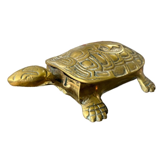 1940s Brass Turtle Lidded Cigarette Box — Made in Korea For Sale