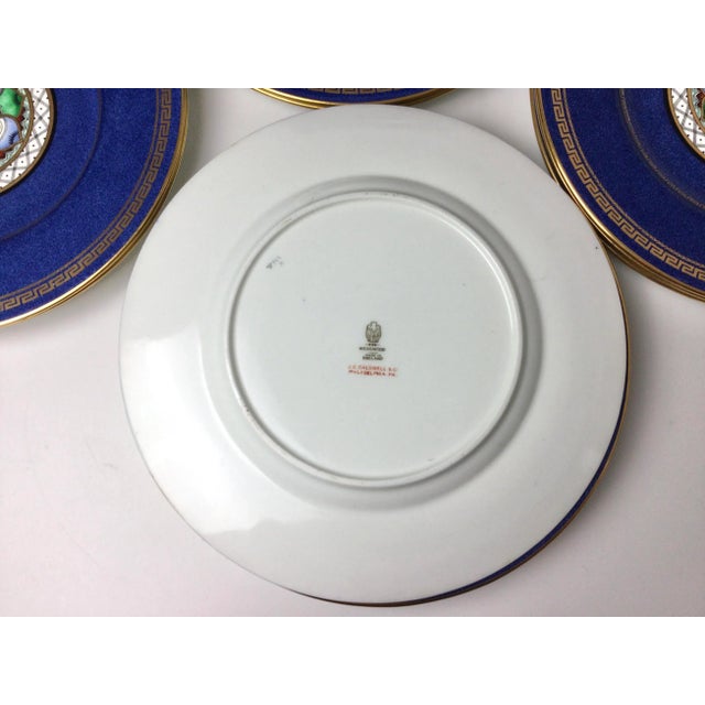 Wedgwood Mid 20th Century Wedgwood Floral Blue Greek Key Charger Plates- Set of 12 For Sale - Image 4 of 7