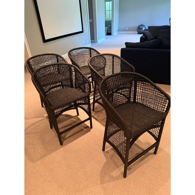Mid-Century Modern Helena Counter Stool Charcoal Wicker by Made Goods For Sale - Image 3 of 5