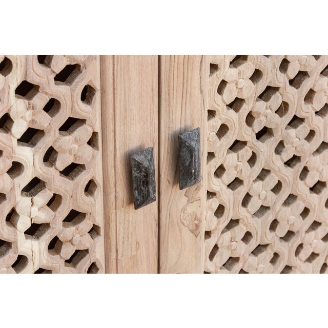 105" Six-Door Grand Floral Jali Sunbleached Sideboard For Sale - Image 4 of 10