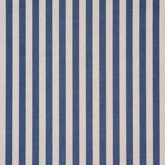 Contemporary SAMPLE - Schumacher Hanson Indoor/Outdoor Stripe Fabric In Navy For Sale - Image 3 of 4