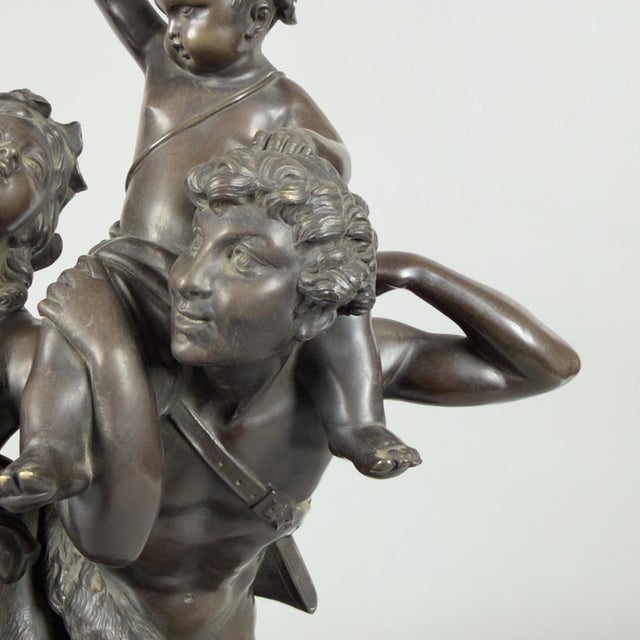 Clodion, The Childhood of Silene, 20th Century, Bronze on Marble Base For Sale - Image 6 of 16