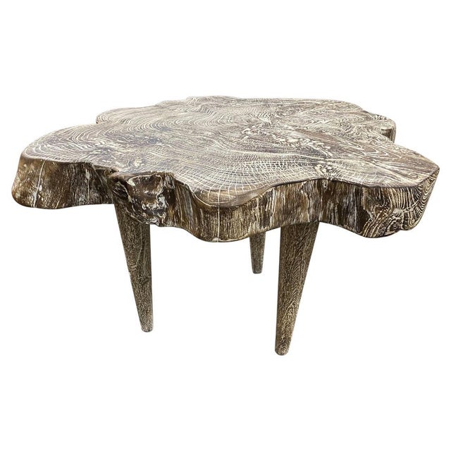Andrianna Shamaris Live Edge Single Charred Cerused Teak Wood Side Table For Sale In New York - Image 6 of 18
