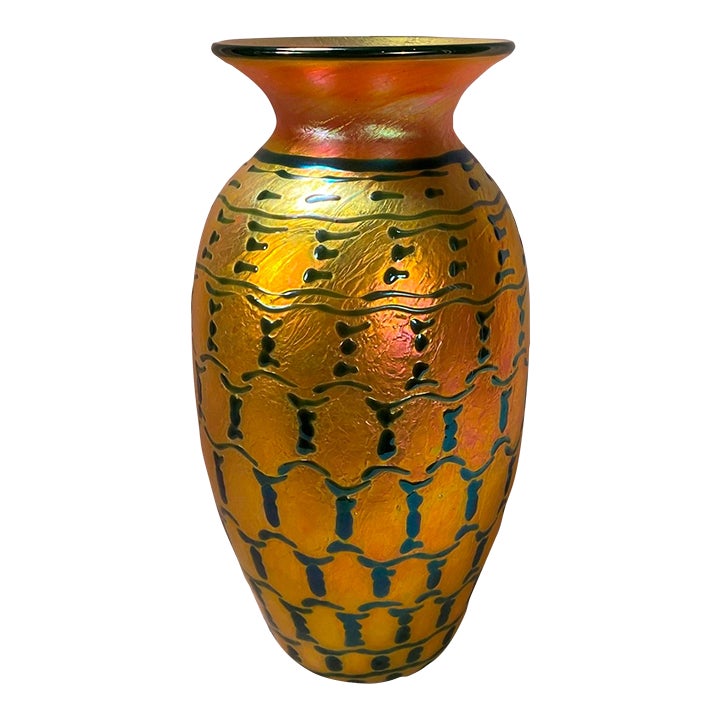 1970s Large Lundberg Studios Gold Iridescent Vase Chairish