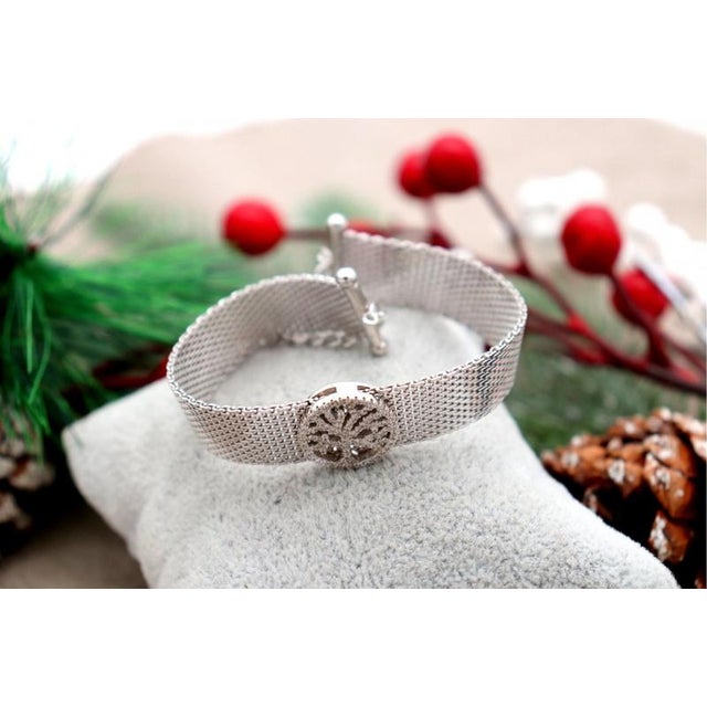 Metal Tree of Life Silver Bracelet For Sale - Image 7 of 7