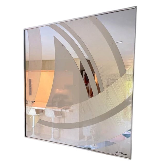 1973 Geometric Op-Art Mirror Paula F. Dreisinani for Greg Copelamd Studios For Sale In Palm Springs - Image 6 of 8