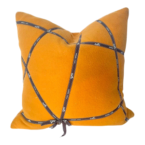 Vintage Hermes Ribbon & Orange Pillow