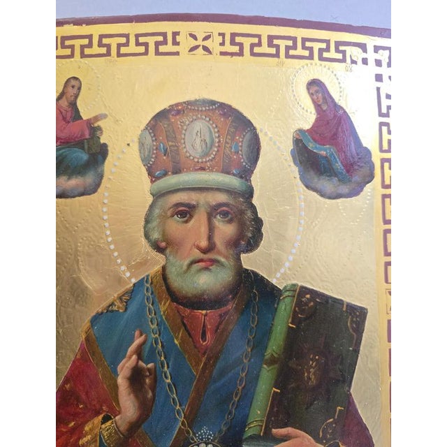 Russian Icon of Saint Nicholas, 19th Century, Painting on Panel For Sale - Image 6 of 10