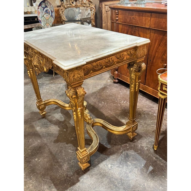 19th C. French Louis XV Giltwood Console For Sale - Image 9 of 9