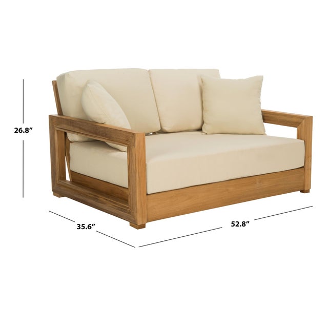 Contemporary Montford 2-Seat Bench - Natural Teak / Beige For Sale - Image 3 of 8
