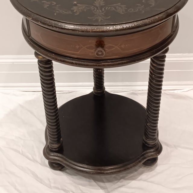 Vintage Hitchcock Ebonized Round Hooker Side/End Table For Sale - Image 10 of 14