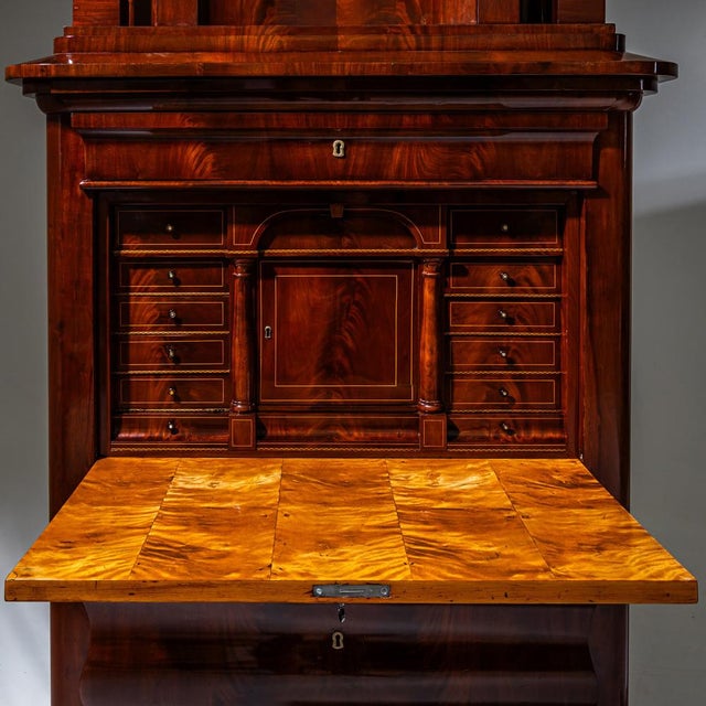 Wood Biedermeier Mahogany Secretary Cabinet, 1830s For Sale - Image 7 of 15
