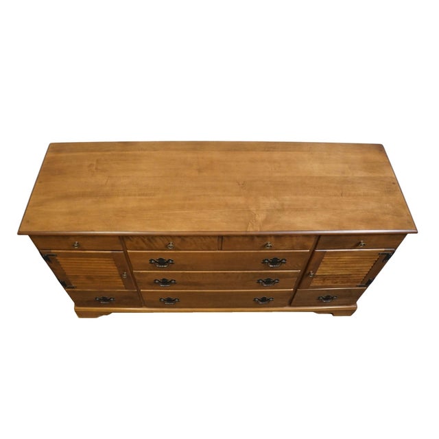 Ethan Allen Heirloom Nutmeg Maple Colonial Early American 62" Triple Door Dresser 10-5013 For Sale - Image 10 of 14