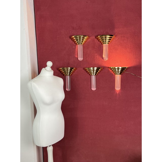 Vintage Hollywood Regency Style Halogen Wall Lamps, 1970s, Set of 5 For Sale - Image 9 of 11