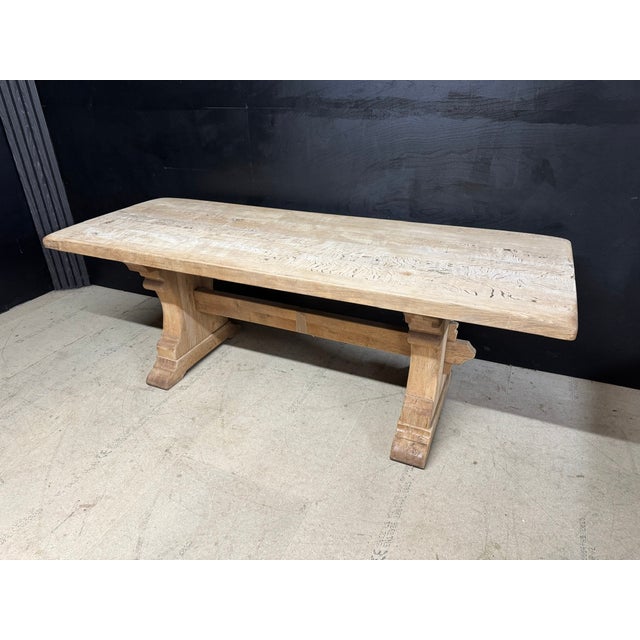Vintage Farmhouse Dining Table in Bleached Oak, 1920 For Sale - Image 15 of 17
