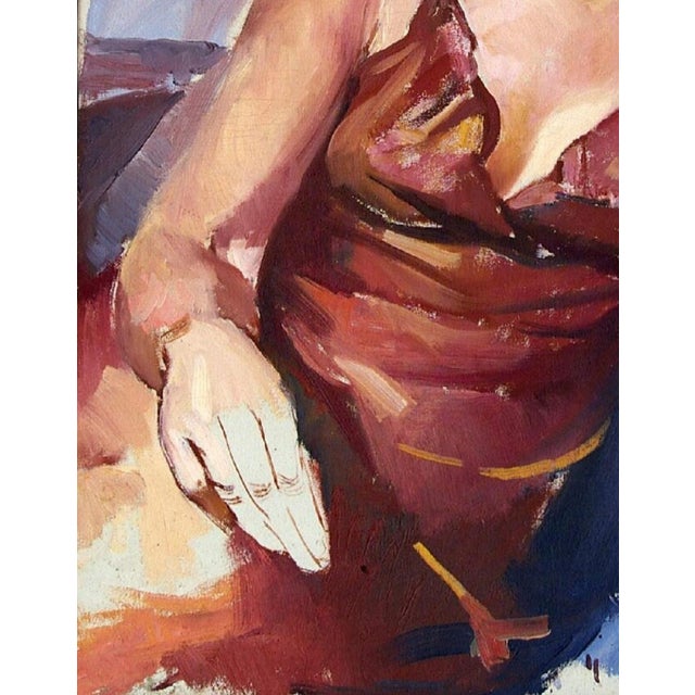 1970s Ukrainian Portrait Oil Painting, Young Woman, Socialist Realism, Soviet Art 90-70 For Sale - Image 5 of 6