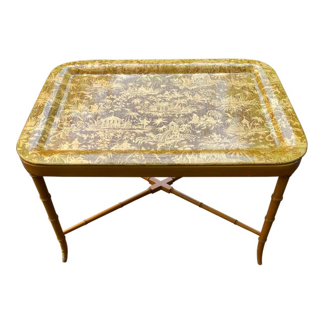 1960s Fornasetti Metal Faux Bamboo Tray Table For Sale