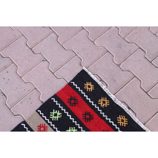 1960s 1960s Cabin Style Stripe Design Hand Knotted Oushak Kilim Runner Rug For Sale - Image 5 of 10