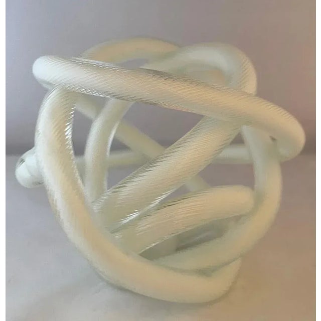 Late 20th Century Late 20th Century Vintage Licio Zanetti Murano White Twisted Cane Sculptural Knot For Sale - Image 5 of 10