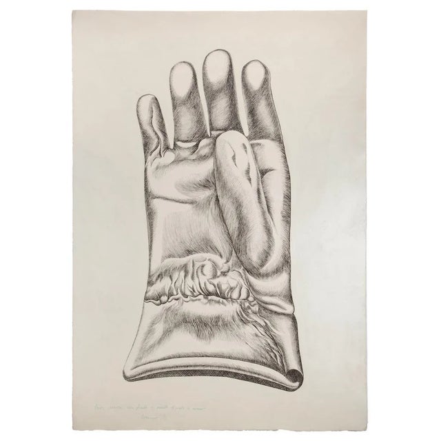 Glove is an authentic original Etching on cardboard, realized by the Italian artist Giacomo Porzano (1925-2006). Hand-...