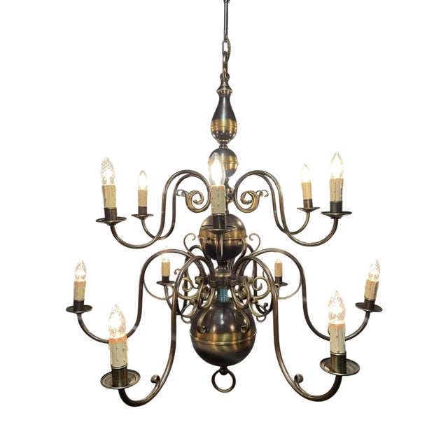 Large Flemish 2-Tier Chandelier For Sale