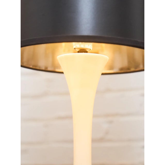 Vintage Tulip Base Lamp Black Shade For Sale - Image 4 of 8