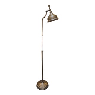 Antique Industrial Dark Copper Tone Metal Floor Lamp For Sale
