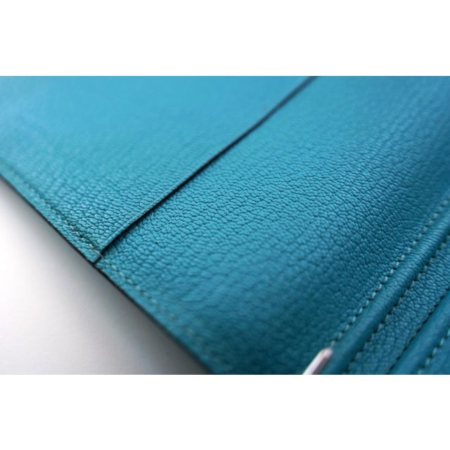 Hermes Turquoise Chevre Leather Globe-Trotter Agenda Cover, C. 2004 For Sale - Image 9 of 12