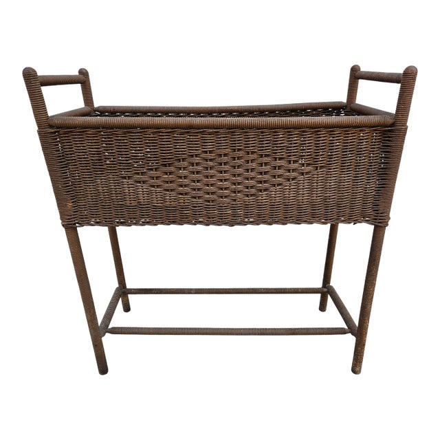 40s Wicker Window Box Planter Spindle Legs For Sale