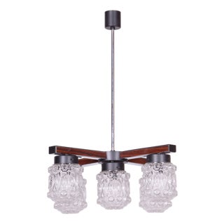 Mid-Century Chandelier in Chrome and Glass from Kamenický Šenov, Czech, 1960s For Sale