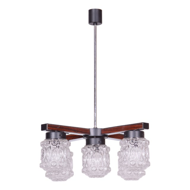 Mid-Century Chandelier in Chrome and Glass from Kamenický Šenov, Czech, 1960s For Sale